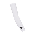 White arm sleeve with a small logo on a white background